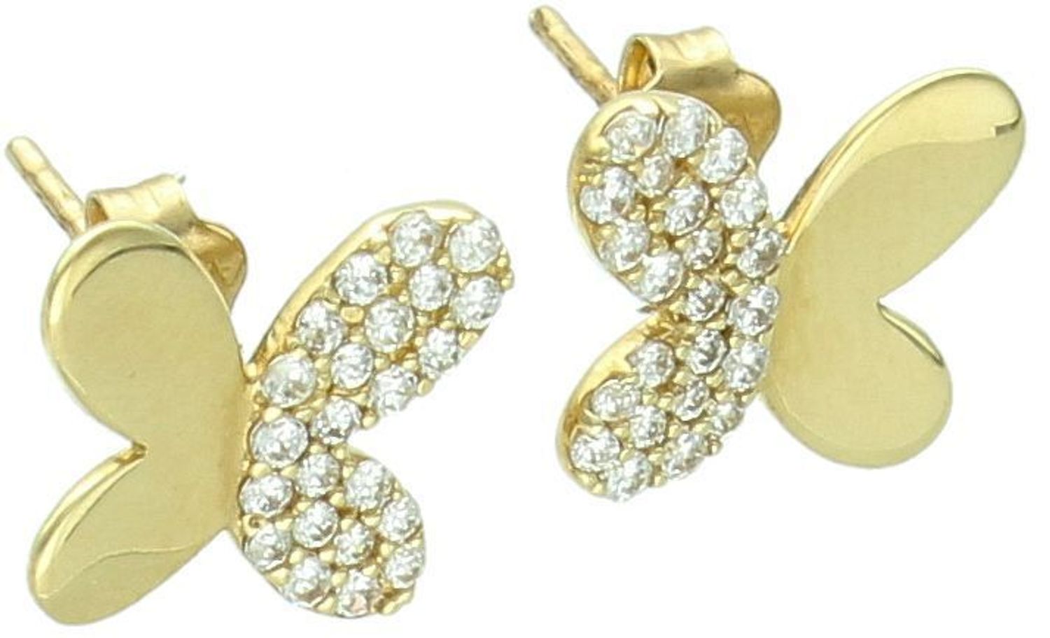 Złote kolczyki Motyle z cyrkoniami próba 585, KL 1933. Kolczyki złote dla dziewczynki. Dziewczęce kolczyki złote na komunię. Kolczyki złote z wyższej próby 585. Kolczyki motyle. Na prezent.1.jpg